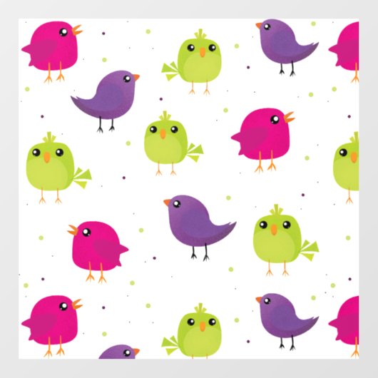 Kute kleurige vogels raamsticker (Vel)