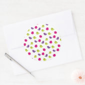 Kute kleurige vogels ronde sticker (Envelop)