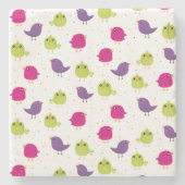 Kute kleurige vogels stenen onderzetter (Voorkant)