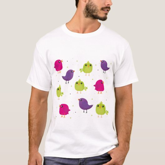 Kute kleurige vogels t-shirt (Voorkant)