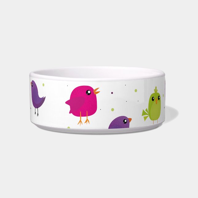 Kute kleurige vogels voerbakje (Voorkant)