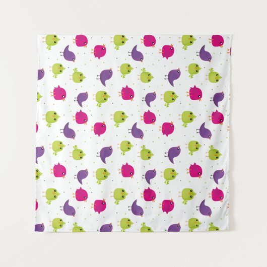 Kute kleurige vogels wandkleed (Voorkant (horizontaal))