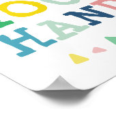 Kute kleurige was uw handen wassen met Kinder badk Poster (Hoek)