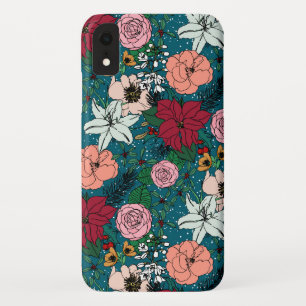 Kute kleurige winterflorale en witte stippen Case-Mate iPhone case