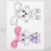 Kute kleurplaat van een cartoon konijn flyer (Voorkant)