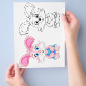 Kute kleurplaat van een cartoon konijn flyer (Hand)