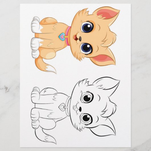 Kute kleurplaat van een cartoonkat flyer (Voorkant)
