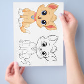 Kute kleurplaat van een cartoonkat flyer (Hand)