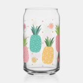 Kute kleurrijke anananassen blikvorm glas (Achterkant)
