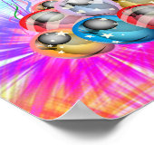 Kute, kleurrijke ballonnen, vuurwerk, verjaardag poster (Hoek)