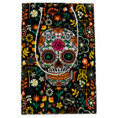 Kute kleurrijke bloemen en Floral Sugar Skull Medium Cadeauzakje (Voorkant)