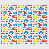 Kute kleurrijke gewassen, treinen en kraakbeen cadeaupapier (Vlak)