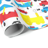 Kute kleurrijke gewassen, treinen en kraakbeen cadeaupapier (Rol Hoek)