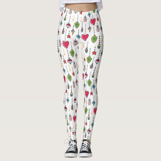 Kute kleurrijke kerstversierpatronen leggings (Voorkant)