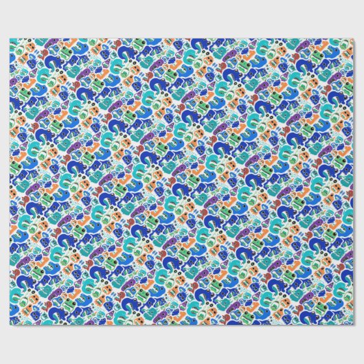 Kute kleurrijke monsters gezichtspatronen Hoesje-M Cadeaupapier (Vlak)