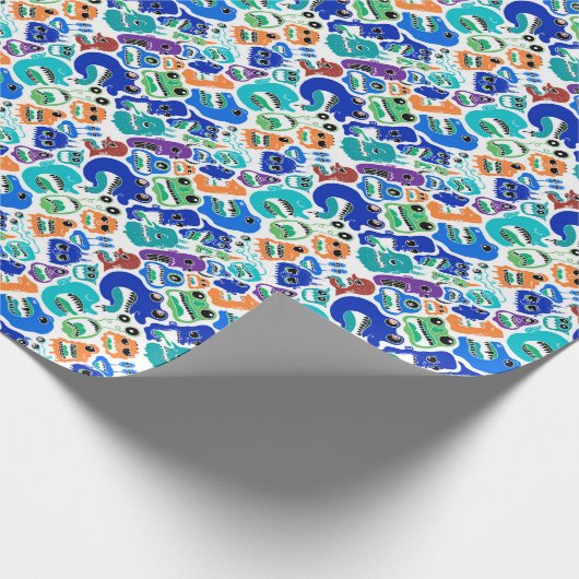 Kute kleurrijke monsters gezichtspatronen Hoesje-M Cadeaupapier (Hoek)