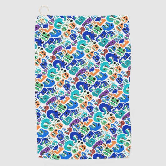 Kute kleurrijke monsters gezichtspatronen Hoesje-M Golfhanddoek (Voorkant)