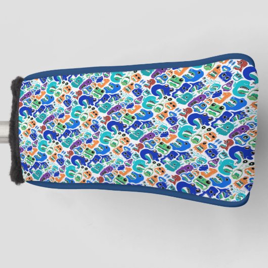 Kute kleurrijke monsters gezichtspatronen Hoesje-M Golfheadcover (Voorkant)