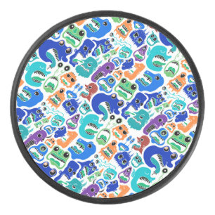 Kute kleurrijke monsters gezichtspatronen Hoesje-M Hockey Puck