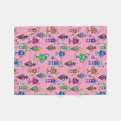 Kute kleurrijke robots op roze achtergrond fleece deken (Voorkant (Horizontaal))