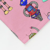 Kute kleurrijke robots op roze achtergrond fleece deken (Hoek)