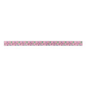 Kute kleurrijke robots op roze achtergrond satijnen lint (Voorkant)