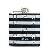 Kute klimmers op gestripte, speciaal gepersonalise heupfles (Voorkant)