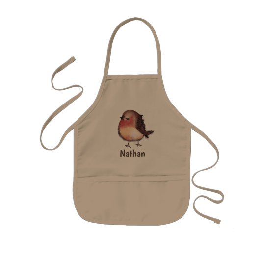 Kute Knuffelige Robin Aquarel Kunst Persoonlijk Kinder Schort (Voorkant)