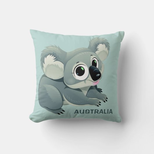 Kute Koala aangepaste tekst werpt kussens (Voorkant)