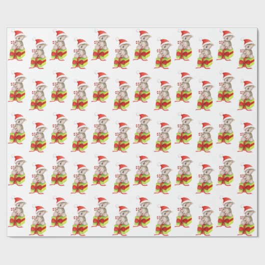 Kute koala en cadeaukunst met witte kerstinslag cadeaupapier (Vlak)