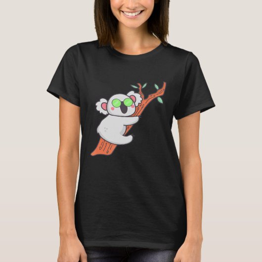 Kute Koala met een zonnebril in een boom-ID T-shirt (Voorkant)