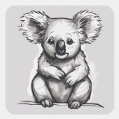 Kute Koala Vierkante Sticker (Voorkant)