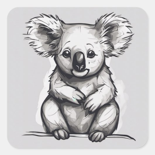 Kute Koala Vierkante Sticker (Voorkant)