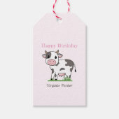 Kute Koe Birthday Gift Label Cadeaulabel (Voorkant)