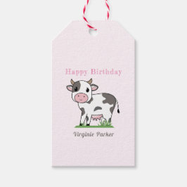 Kute Koe Birthday Gift Label Cadeaulabel