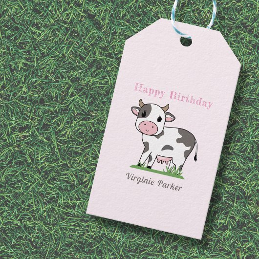 Kute Koe Birthday Gift Label Cadeaulabel