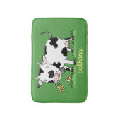 Kute koe in de illustratie van de groene cartoon badmat (Voorkant Verticaal)