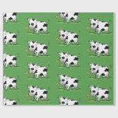 Kute koe in de illustratie van de groene cartoon cadeaupapier (Vlak)