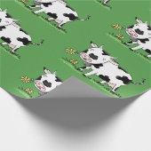 Kute koe in de illustratie van de groene cartoon cadeaupapier (Hoek)