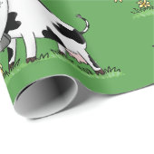 Kute koe in de illustratie van de groene cartoon cadeaupapier (Rol Hoek)