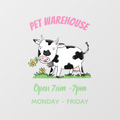 Kute koe in de illustratie van de groene cartoon raamsticker (Vel)