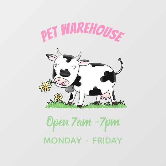 Kute koe in de illustratie van de groene cartoon raamsticker (Vel)