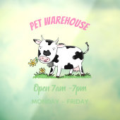 Kute koe in de illustratie van de groene cartoon raamsticker (Vel 3)