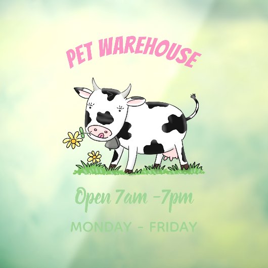 Kute koe in de illustratie van de groene cartoon raamsticker (Vel 3)