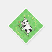 Kute koe in de illustratie van de groene cartoon servet (Hoek)