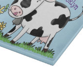 Kute koe in de illustratie van de groene cartoon snijplank (Hoek)