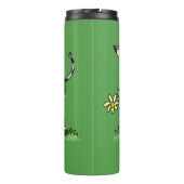 Kute koe in de illustratie van de groene cartoon thermosbeker (Achterkant)