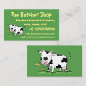 Kute koe in de illustratie van de groene cartoon visitekaartje (Voorkant / Achterkant)