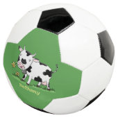 Kute koe in de illustratie van de groene cartoon voetbal (Drie kwart)