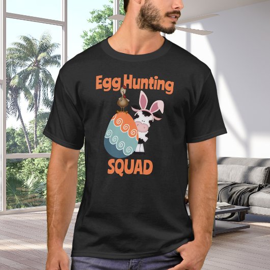 Kute Koe in Rooster Egg Squad Boerderij Easter T-shirt